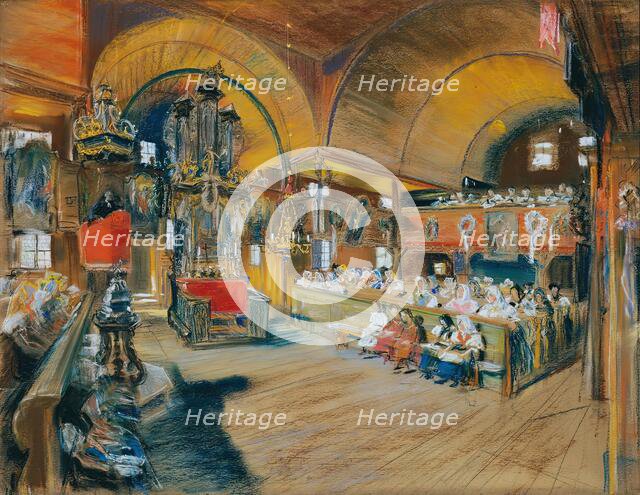 Interior of a village church, c1900. Creator: Ludwig Michalek.