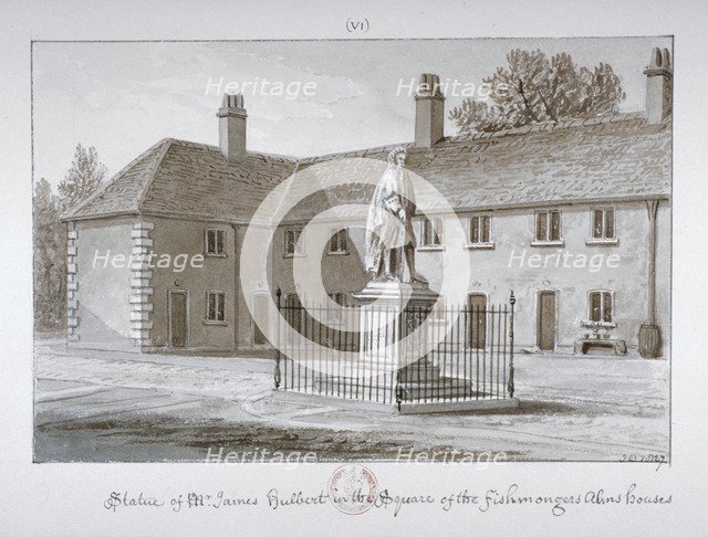 Statue of James Hulbert, St Peter's Hospital, Southwark, London, 1827.  Artist: John Chessell Buckler