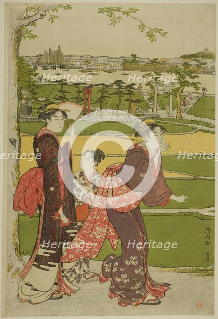 Women Visiting Mimeguri Shrine, c. 1787. Creator: Torii Kiyonaga.