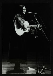 American folk musician Julie Felix on stage at the Forum Theatre, Hatfield, Hertfordshire, 1979. Artist: Denis Williams