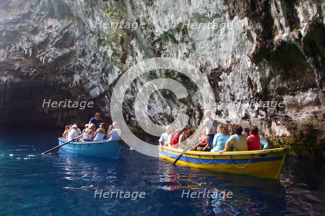 Tourist boats, Melissani Lake, Kefalonia, Greece