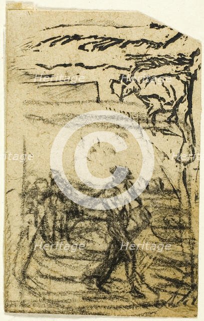 Sketches, Fragment: Peasant Seated at the Foot of a Tree, after 1863. Creator: Jean Francois Millet.