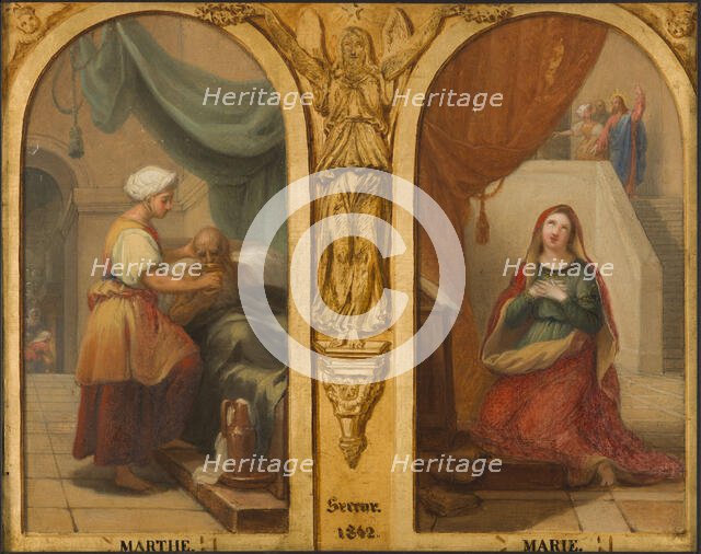 Sketch for the Saint-Elisabeth church (3rd arrondissement of Paris): Martha and Mary, 1842. Creator: Henri Auguste Calixte César Serrur.