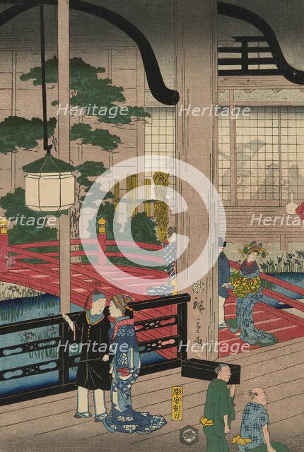 The Interior of the Gankiro in Yokohama (Yokohama Gankiro mikomi no zu), 1860. Creator: Utagawa Hiroshige II.