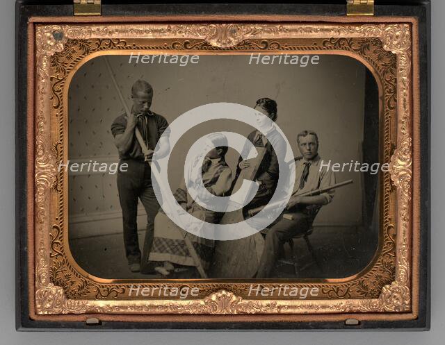Untitled [group of people with equipment], 1865. Creator: Unknown.