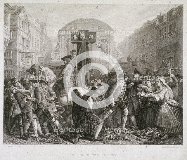 Daniel Defoe in the Pillory, Temple Bar, London, c1840?. Artist: JC Armytage