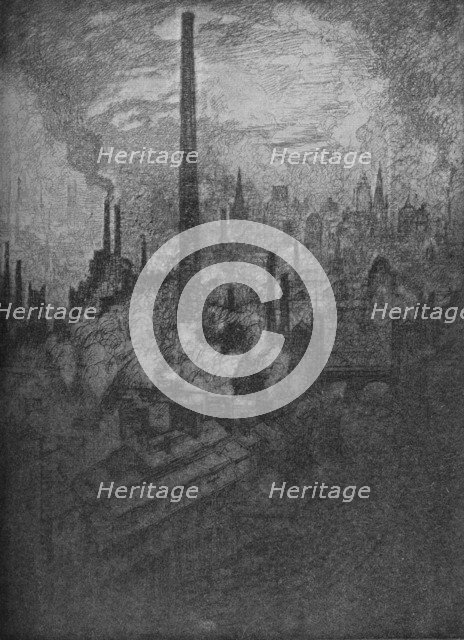 'The Great Chimney, Sheffield', 1910. Artist: Joseph Pennell.