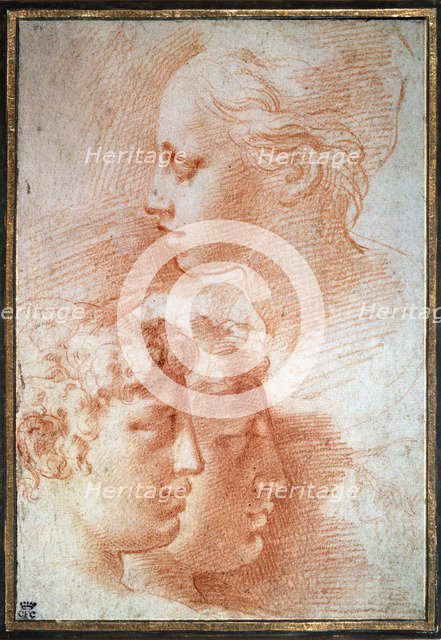 'Study of the heads', c1527. Artist: Parmigianino    