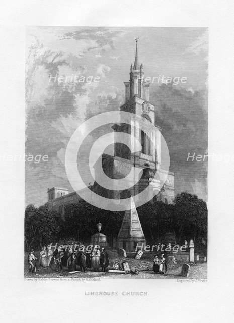 Limehouse Church, London, 19th century.Artist: J Woods