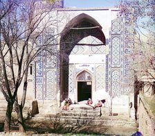 Main entrance into Shakh-i Zindeh mosque, Samarkand, between 1905 and 1915. Creator: Sergey Mikhaylovich Prokudin-Gorsky.