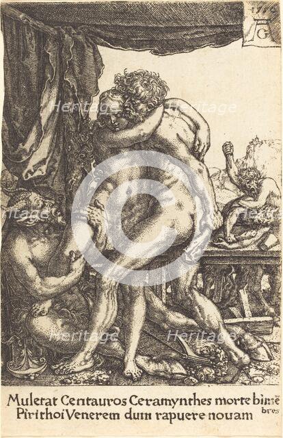 Hercules Preventing the Centaurs from the Rape of Hippodamia, 1550. Creator: Heinrich Aldegrever.