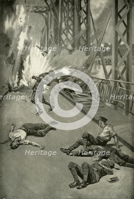'Blowing Up A Bridge Across the Aisne at Soissons', (1919).  Creator: Unknown.