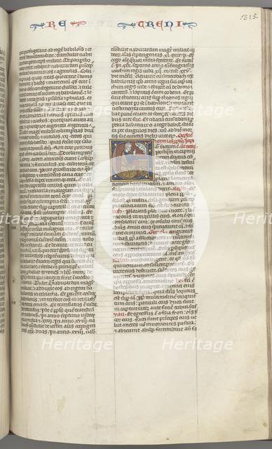 Fol. 315r, Lamentations, historiated initial E, a kneeling Jeremiah praying to a bust of God, c. 127 Creator: Unknown.