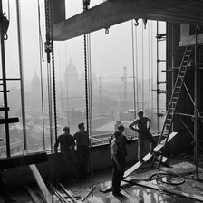 A scene from the construction of an unidentified tall building to the north-east of St..., 1955-65. Creator: John Gay.