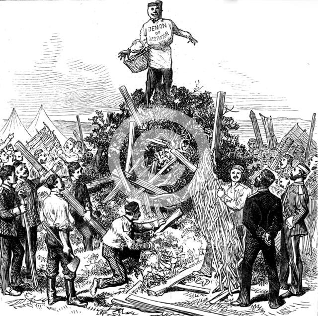 Breaking up or the Royal Engineers' Camp on Darmoor, 1873.  Creator: Unknown.