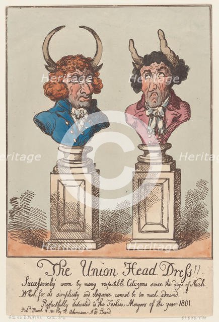 The Union Head Dress!!, March 18, 1801., March 18, 1801. Creator: Thomas Rowlandson.