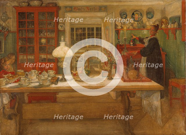 Getting Ready for a Game, 1901. Artist: Larsson, Carl (1853-1919)