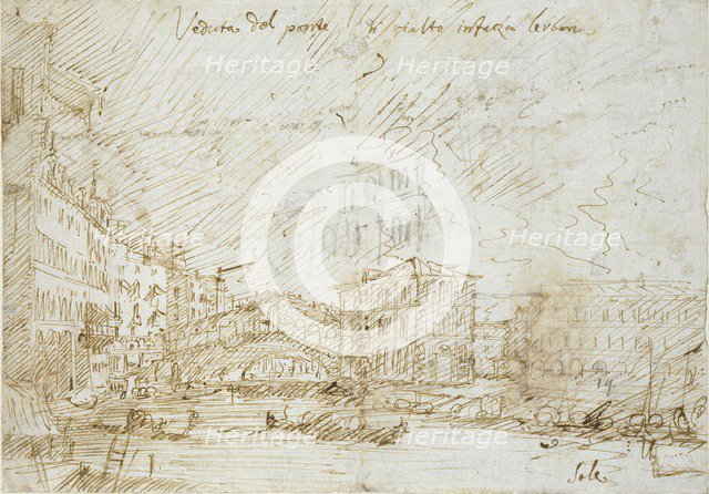 Venice: The Ponte di Rialto, mid 18th century. Artist: Canaletto.
