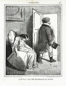 Le Docteur John Bull abondonnant son malade., 1864. Creator: Cham.