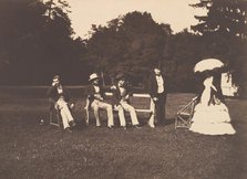 Groupe dans le parc du château de La Faloise, 1856. Creator: Edouard Baldus.