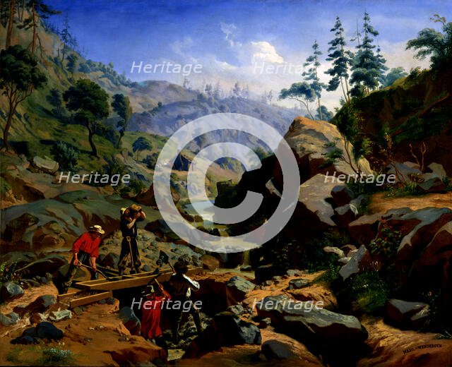 Miners in the Sierras, 1851-1852. Creators: Charles Christian Nahl, August Wenderoth.