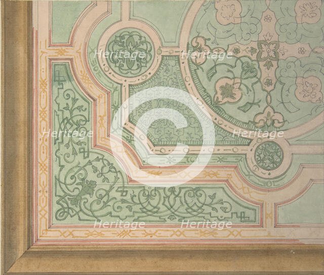Design for the decoration of a ceiling with circular medallions, 1830-97. Creators: Jules-Edmond-Charles Lachaise, Eugène-Pierre Gourdet.