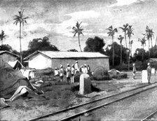 Reinforcements for Uganda: arrival of an Indian Contingent at Mombasa - regimental store on..., 1898 Creator: George Montbard.