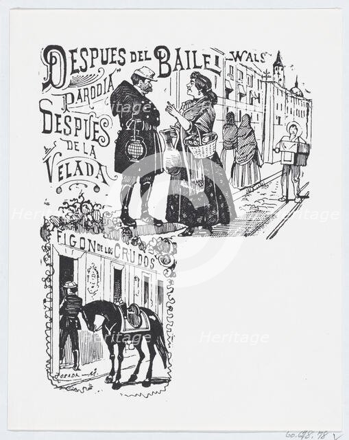 A man and woman speaking on the street, ca. 1880-1910., ca. 1880-1910. Creator: José Guadalupe Posada.