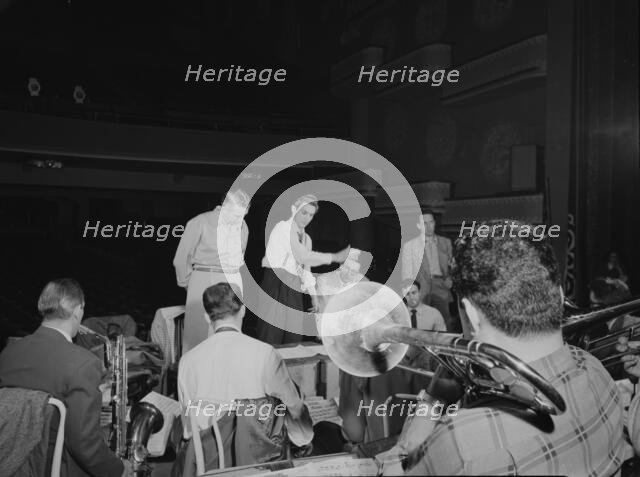 Portrait of Stan Kenton, Pete Rugolo, and Bob Graettinger, Richmond, Va.(?), 1947 or 1948. Creator: William Paul Gottlieb.