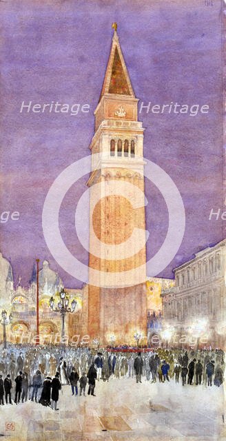Bell Tower, St. Mark's Square, Venice, 1912. Creator: Cass Gilbert.
