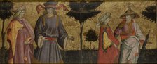 Pairs of Famous Lovers: Paris and Helen [?] and Tristan and Iseult-Front Panel of Cassone, c1430. Creator: Giovanni dal Ponte.