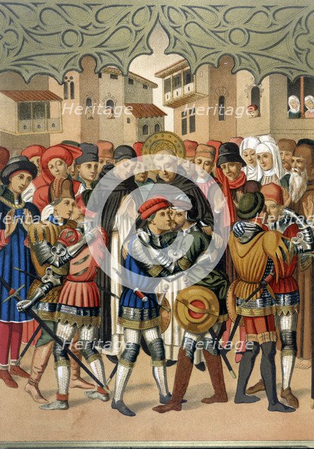 Scene at St. Vincent Ferrer (1350-1419), a Dominican theologian and preacher Spanish sides Centel…