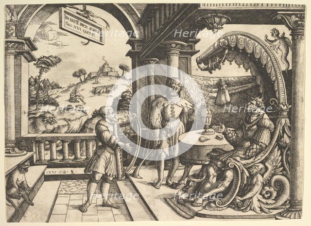 David playing the harp before Saul, 1531. Creator: Christoph Bockstorffer.