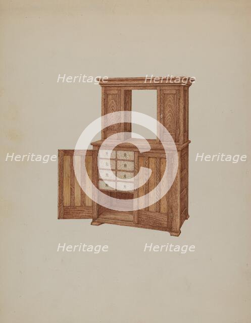 Cabinet, with Ivory Keyholes, c. 1937. Creator: William Kieckhofel.