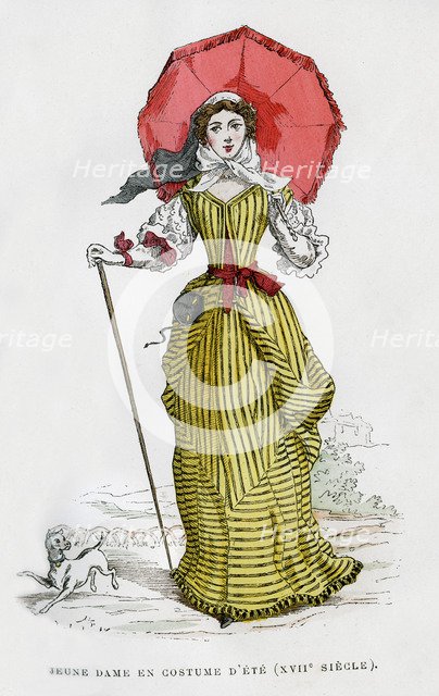 Young woman in summer fashion, 17th century (1882-1884). Artist: Unknown