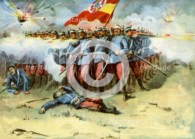 'The Last Stand', square of Spanish infantry, Spanish-American War, 1898. Artist: Unknown