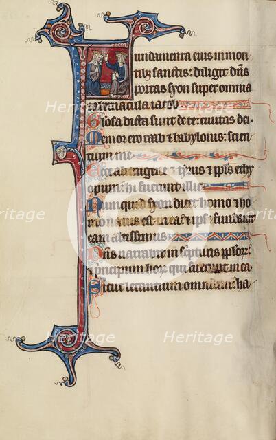 Initial F: The Coronation of the Virgin; Bute Psalter, text and illumination about 1285. Creator: Bute Master.