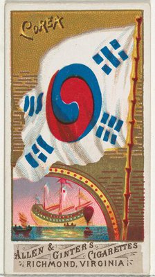 Korea, from Flags of All Nations, Series 1 (N9) for Allen & Ginter Cigarettes Brands, 1887. Creator: Allen & Ginter.