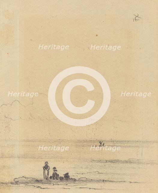 Figures on a Shore [verso], c. 1875. Creator: Felix Hilaire Buhot.