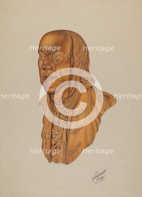 Figurehead: Benjamin Franklin, 1937. Creator: Lawrence Flynn.