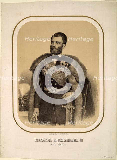 Mihailo Obrenovic III (1823-1868), Prince of Serbia, ca 1860. Artist: Anonymous  