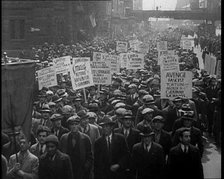 American anti-fascists Marching and Holding Signs, 1933. Creator: British Pathe Ltd.