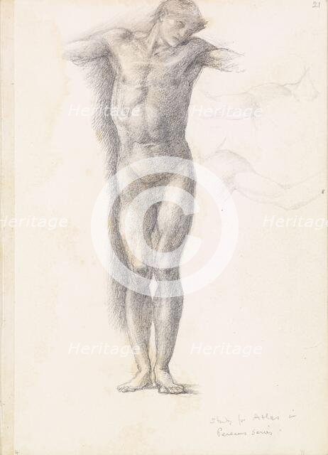 Sketchbook - Study for Atlas in Atlas Turned to Stone, 1875. Creator: Sir Edward Coley Burne-Jones.