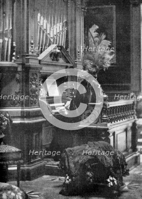 The Queen of Romania playing the organ, 1904. Artist: Unknown