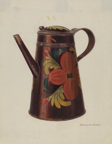 Toleware Tin Teapot, c. 1940. Creator: Franklyn Syres.