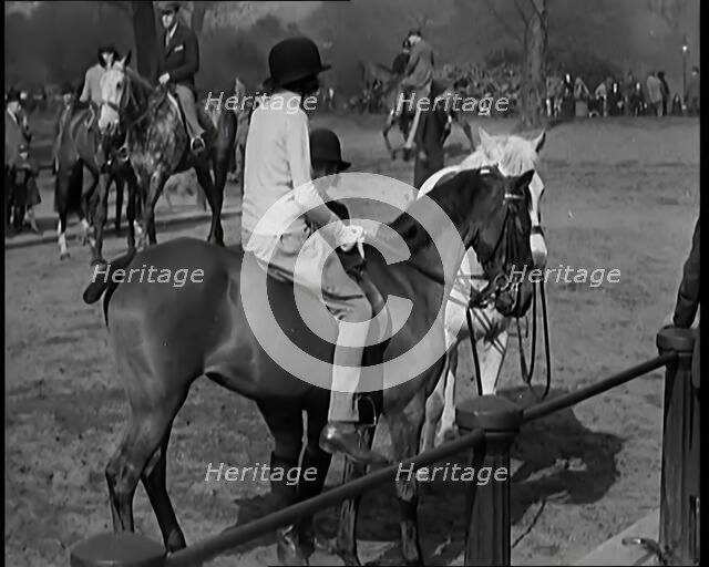 People Riding Horses in Rotten Row in Hyde Park, London, 1931. Creator: British Pathe Ltd.