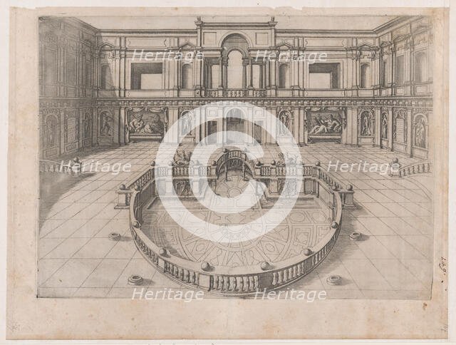 Speculum Romanae Magnificentiae: Great Hall within the Villa of Pope Julius, 16th ..., 16th century. Creator: Anon.