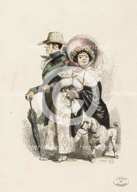 A Rentier and his wife, 1840. Creator: Grandville, Jean-Jacques (1803-1847).