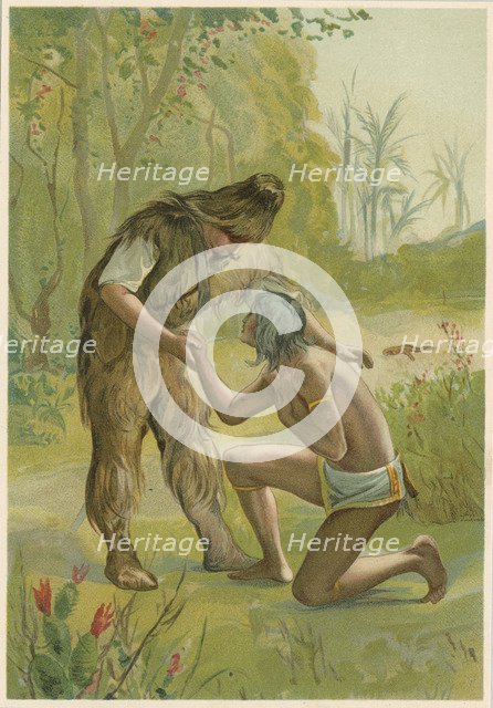 Scene from Robinson Crusoe by Daniel Defoe, 1892. Artist: John Dawson Watson