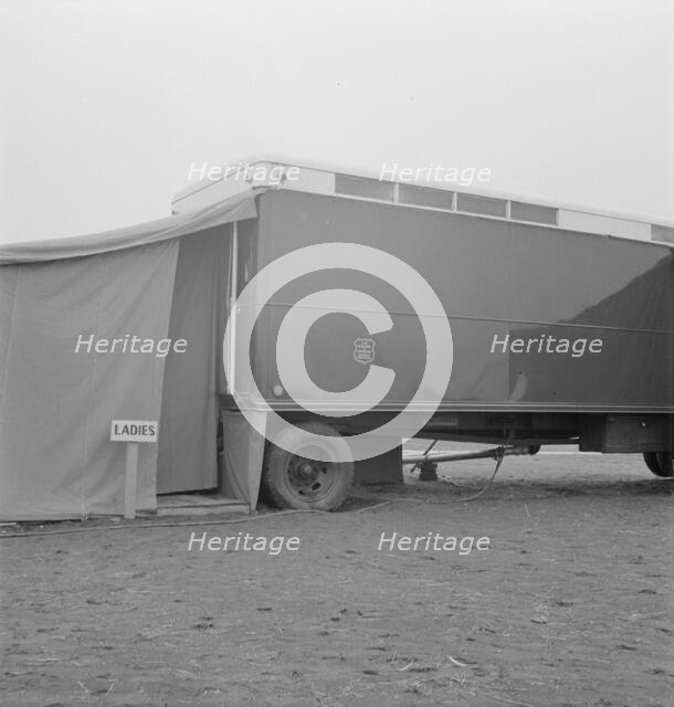 Exterior of shower unit, FSA camp, Merrill, Klamath County, Oregon, 1939. Creator: Dorothea Lange.